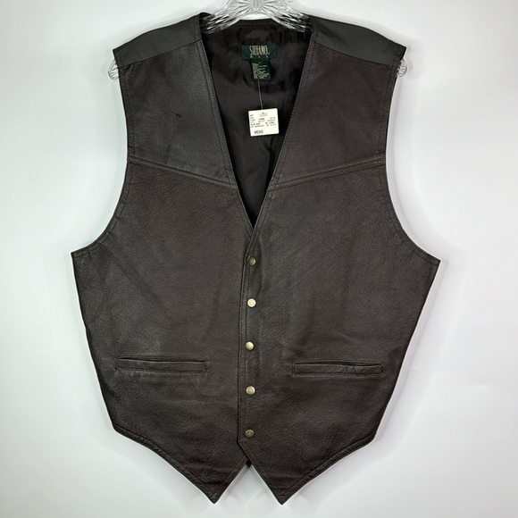 Vintage Stefano Man Brown Leather Vest Size Large NWT - Picture 1 of 9
